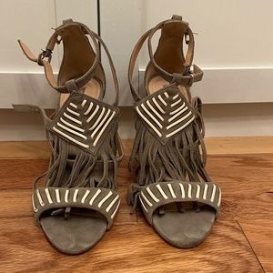 Schutz Fringe Suede Heel
